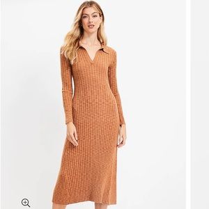 NWT Loft Ribbed Midi Polo Sweater Dress